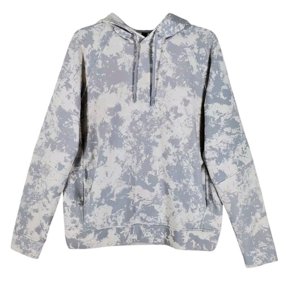 Lululemon City Sweat Pullover Hoodie Mens M Gray White Tie Dye Drawstring - Picture 14 of 15